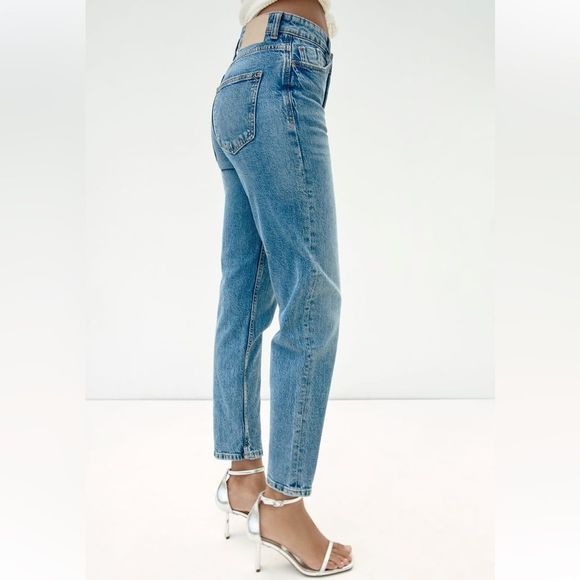 ZARA NEW WOMAN SS23 LIGHT-BLUE Z1975 MOM FIT HIGH-WAIST JEANS 7223/023/163/15 - Picture 2 of 5